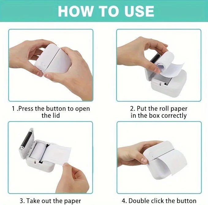 Pocket Mini Portable Thermal Printer, Compatible with iOS & Android, Inkless, for Photos, Notes, Receipts, Lists, Memos