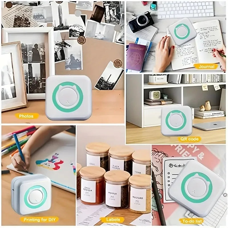 Pocket Mini Portable Thermal Printer, Compatible with iOS & Android, Inkless, for Photos, Notes, Receipts, Lists, Memos