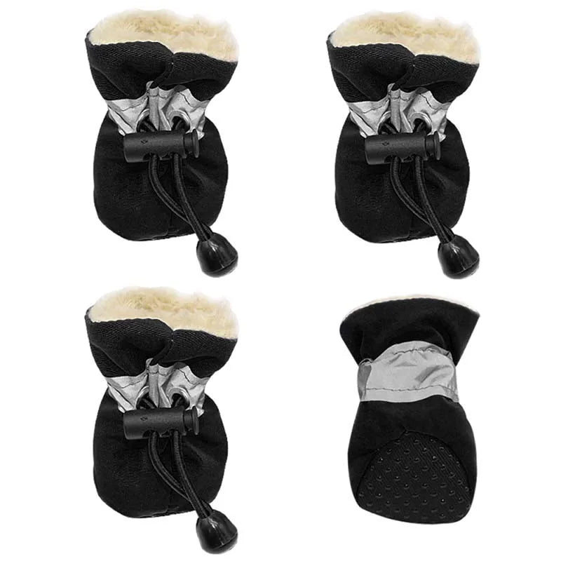 4pcs/set Waterproof Winter Pet Dog Shoes Anti-slip Rain Snow Boots Footwear Thick Warm For Small Cats Puppy Dogs Socks Booties