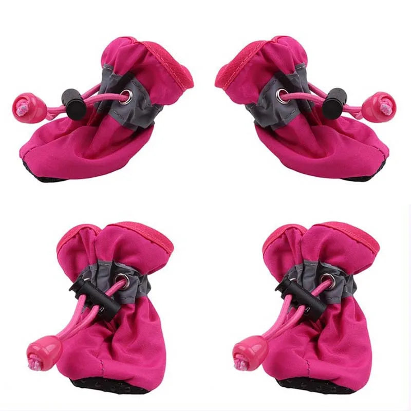 4pcs/set Waterproof Winter Pet Dog Shoes Anti-slip Rain Snow Boots Footwear Thick Warm For Small Cats Puppy Dogs Socks Booties
