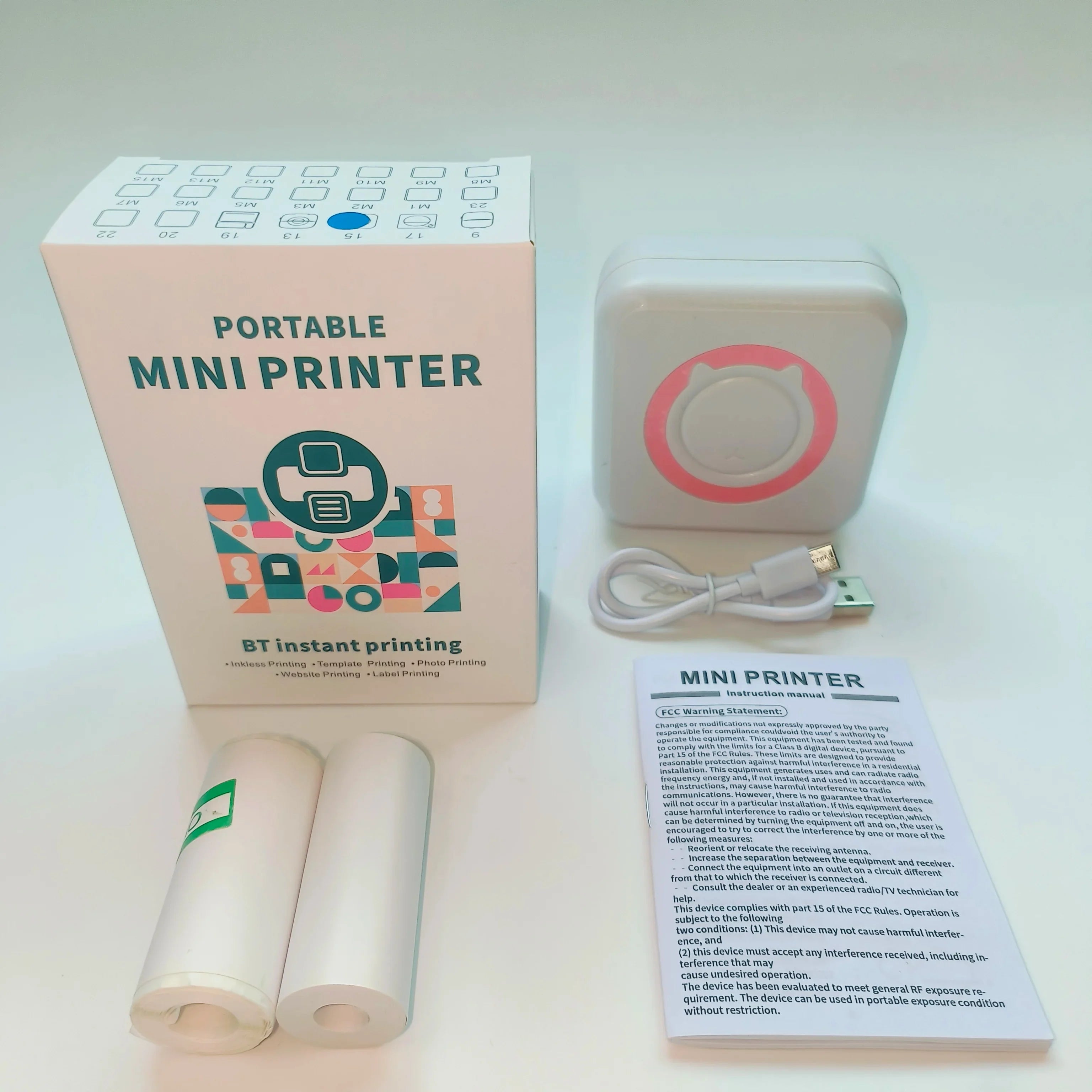 Pocket Mini Portable Thermal Printer, Compatible with iOS & Android, Inkless, for Photos, Notes, Receipts, Lists, Memos