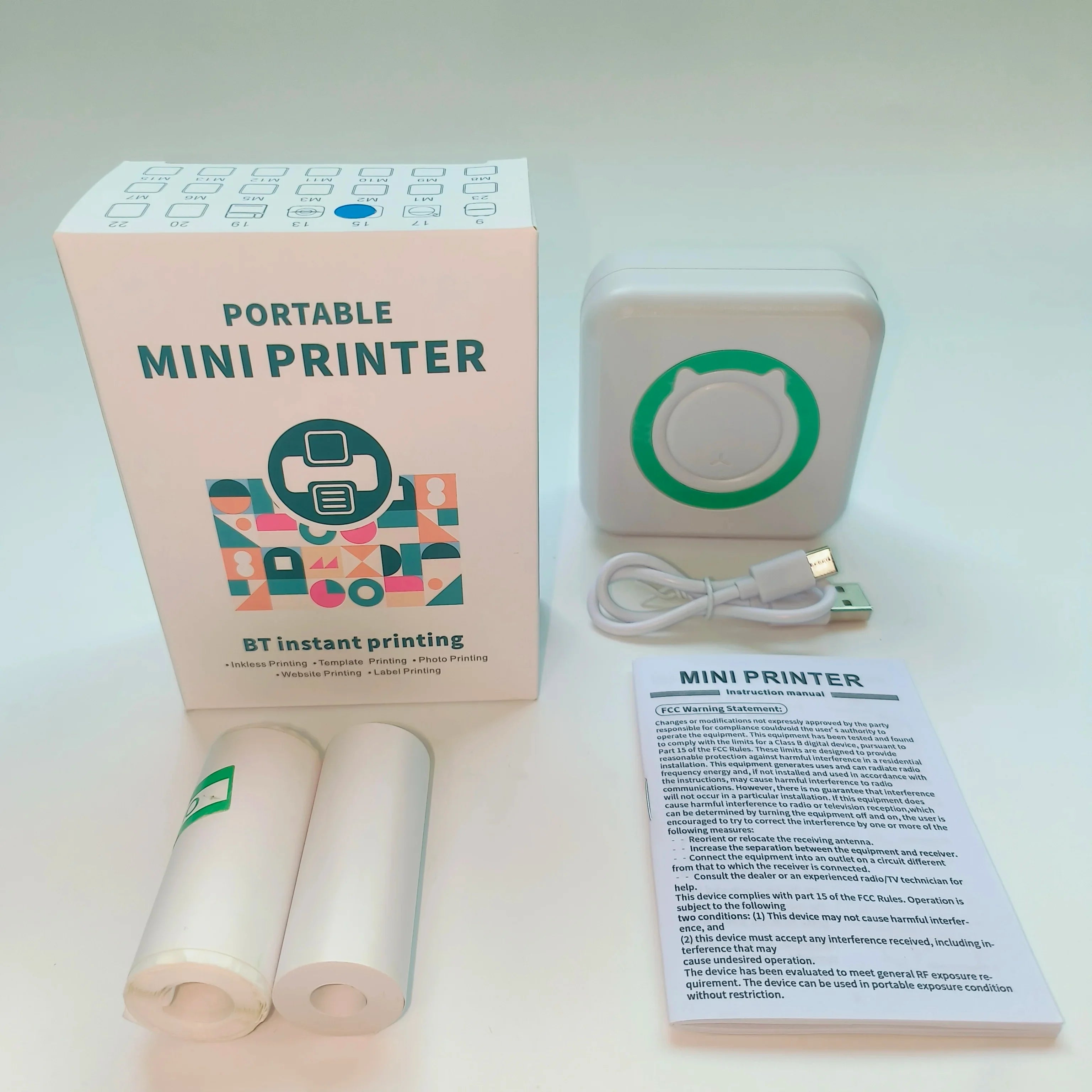 Pocket Mini Portable Thermal Printer, Compatible with iOS & Android, Inkless, for Photos, Notes, Receipts, Lists, Memos