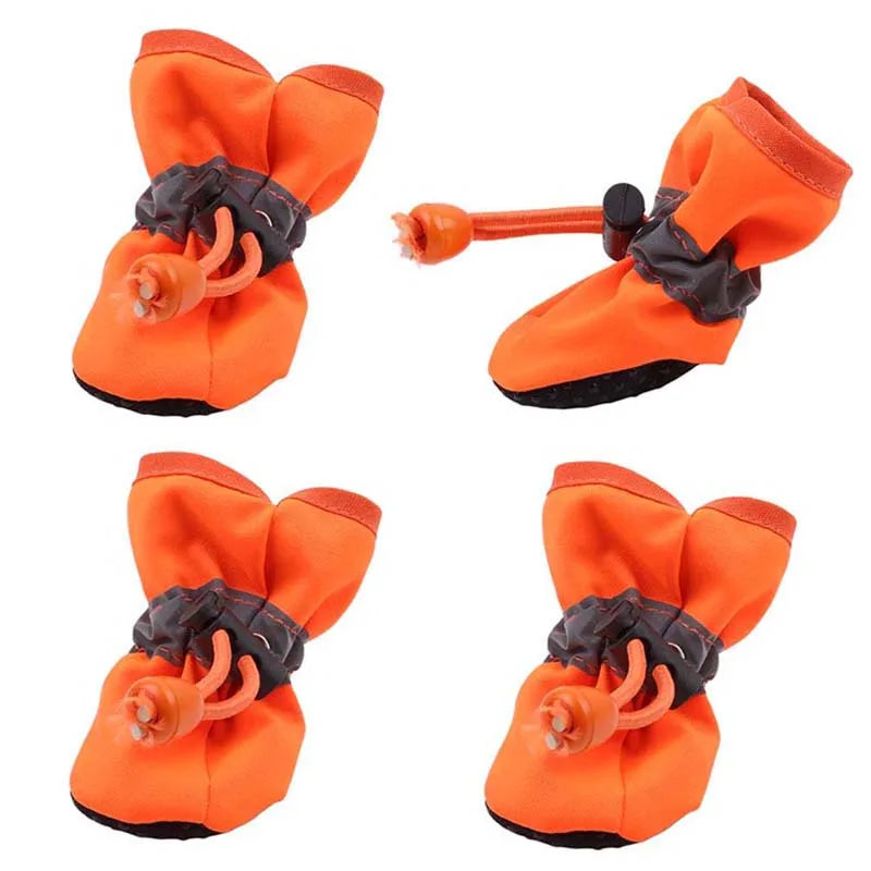4pcs/set Waterproof Winter Pet Dog Shoes Anti-slip Rain Snow Boots Footwear Thick Warm For Small Cats Puppy Dogs Socks Booties