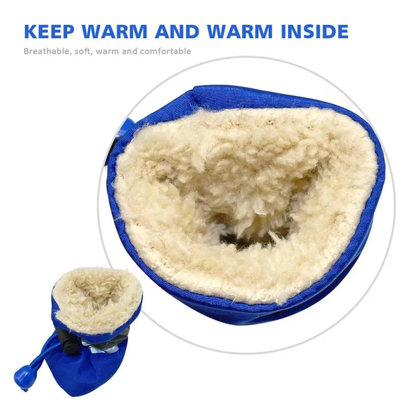4pcs/set Waterproof Winter Pet Dog Shoes Anti-slip Rain Snow Boots Footwear Thick Warm For Small Cats Puppy Dogs Socks Booties