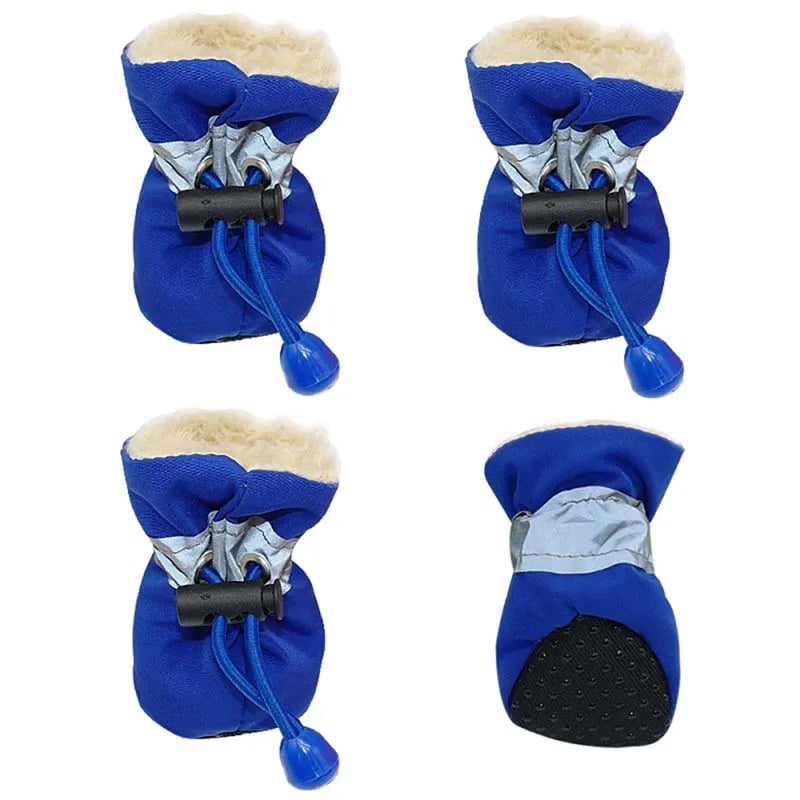 4pcs/set Waterproof Winter Pet Dog Shoes Anti-slip Rain Snow Boots Footwear Thick Warm For Small Cats Puppy Dogs Socks Booties