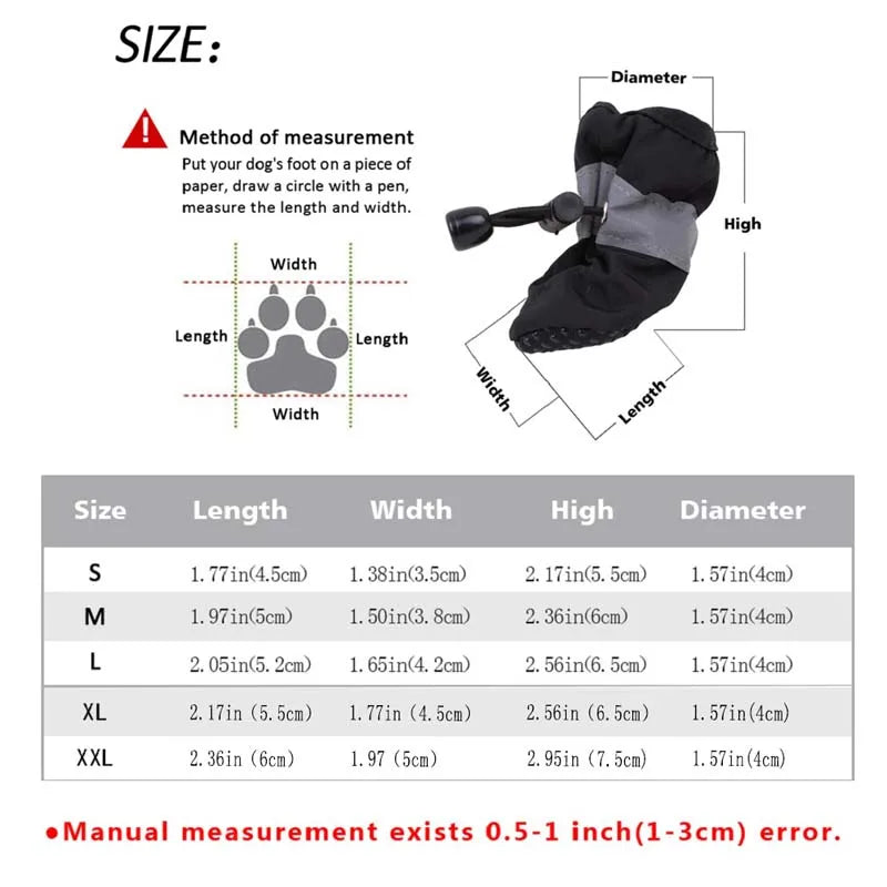 4pcs/set Waterproof Winter Pet Dog Shoes Anti-slip Rain Snow Boots Footwear Thick Warm For Small Cats Puppy Dogs Socks Booties